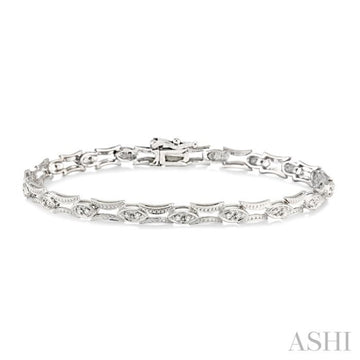 1/3 Ctw Marquise Shape Single Cut Diamond Link Bracelet in 10K White Gold